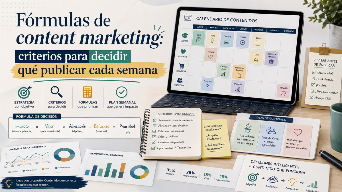 Fórmulas de content marketing: criterios para decidir qué publicar cada semana